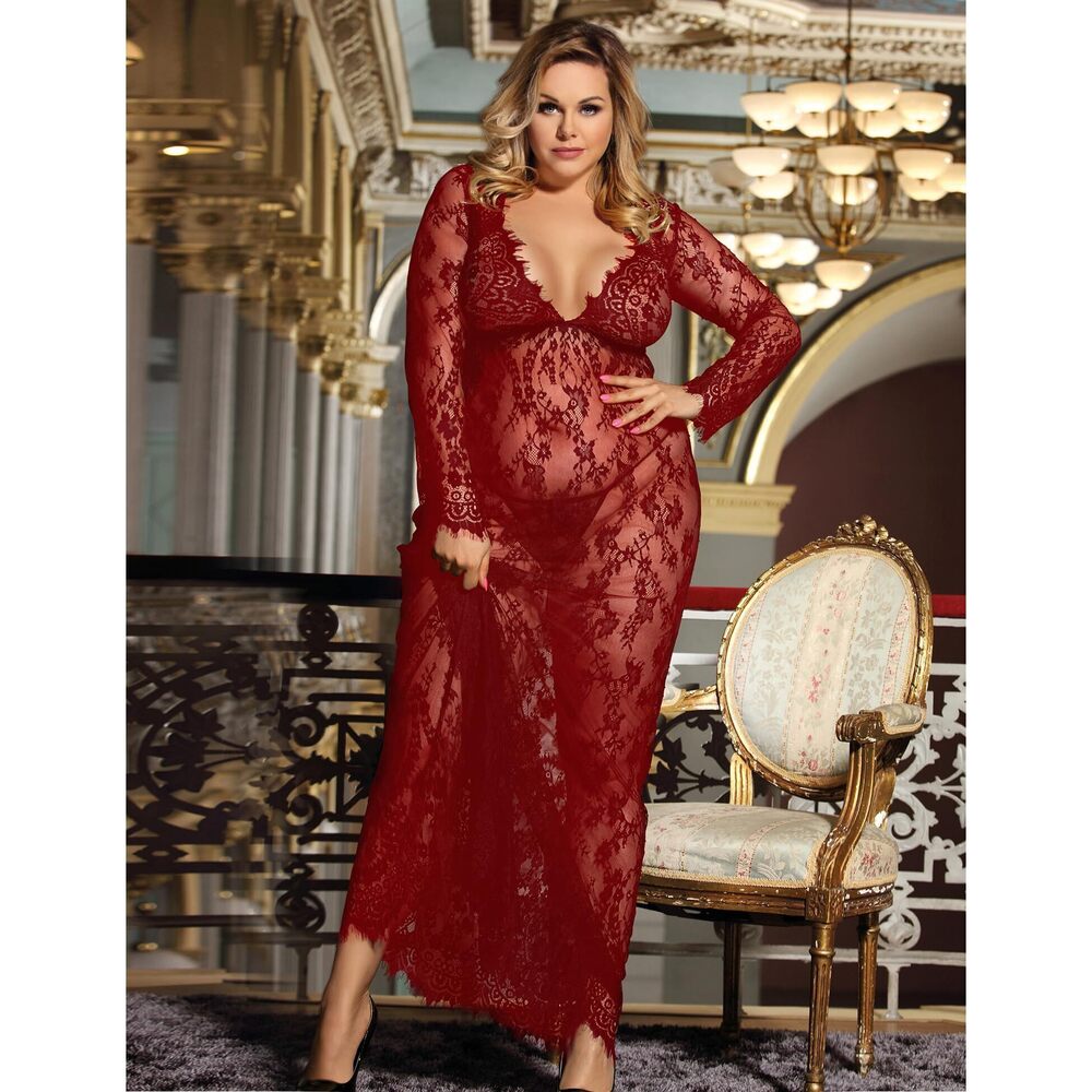 6347 Plus Size Long Lingerie Set and Nipple Cover - 2 Pairs Pasties Nipple - Picture 3 of 8